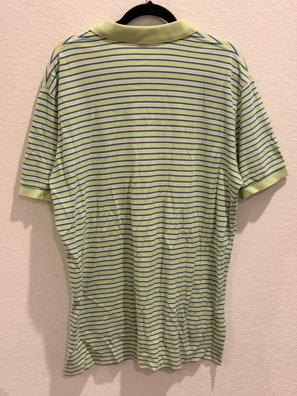 Ralph‎ Lauren Men’s Light Green Striped Polo with Navy & White Accents